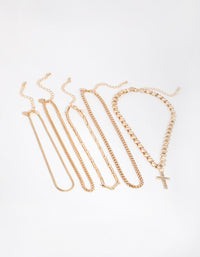 Gold Mix Chain Cross Pack Necklace - link has visual effect only