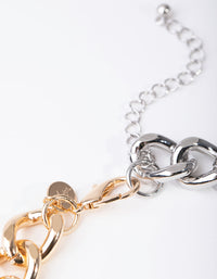 Mixed Metals Two Tone Curb Chain Necklace - link has visual effect only