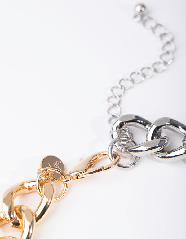 Mixed Metals Two Tone Curb Chain Necklace