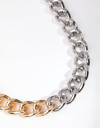 Mixed Metals Two Tone Curb Chain Necklace - link has visual effect only