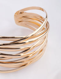 Gouden gekruiste dubbele manchetarmband - link has visual effect only