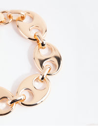 Gold Puffed Mariner Chain Bracelet - link has visual effect only