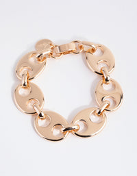Gold Puffed Mariner Chain Bracelet - link has visual effect only