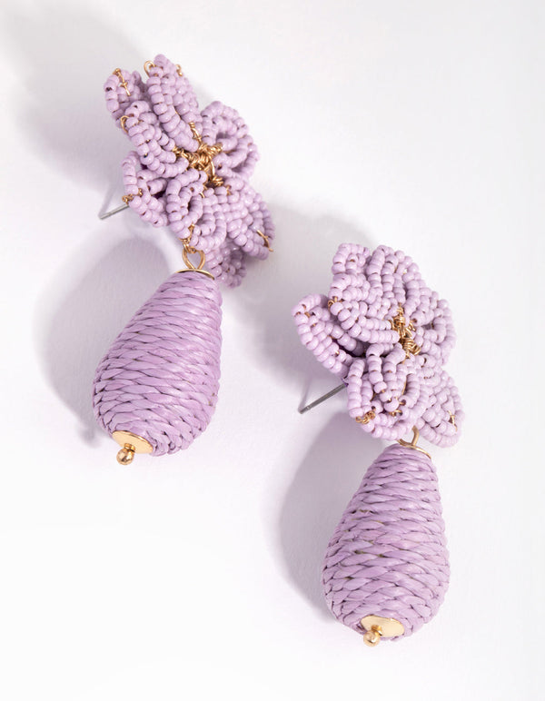 Seed Bead Flower Drop Earrings
