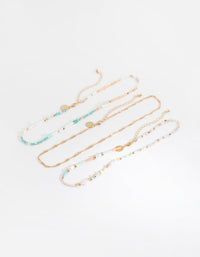 Gold Bead and Pearl 3-Pack Choker Necklace - link has visual effect only
