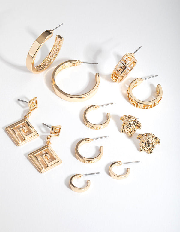 Gold Greek Mythology 6-Pack Hoop Earring