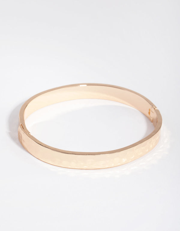 Gold Hammered Hinge Bangle