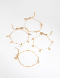 Gold Cross Jingle 4-Pack Bracelet and Anklet Pack - link has visual effect only