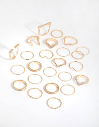 Gold Glitter Geometric Ring Pack - link has visual effect only