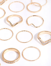 Gold Glitter Geometric Ring Pack - link has visual effect only
