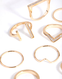 Gold Glitter Geometric Ring Pack - link has visual effect only
