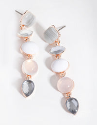 Rose Gold Multi Shape Stone Drop Earrings - link has visual effect only