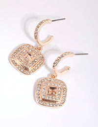 Rose Gold Centre Stone Huggie Earrings - link has visual effect only