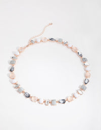Rose Gold Mixed Shape Stone Necklace - link has visual effect only