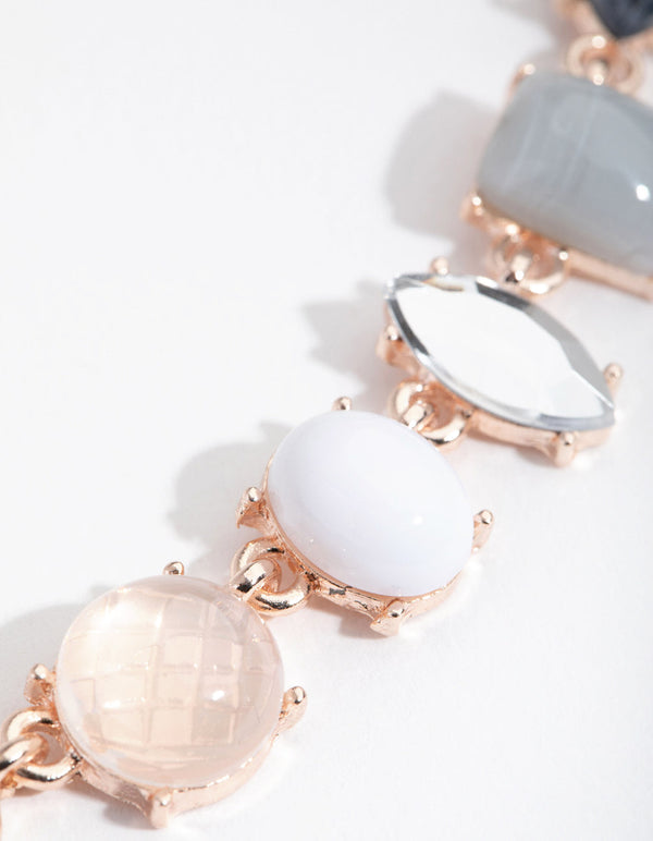 Rose Gold Mixed Shape Stone Necklace