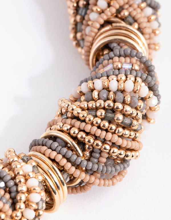 Rose Gold Beaded Knot Statement Necklace