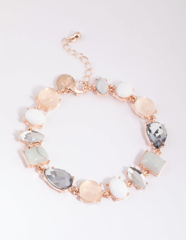 Rose Gold Mixed Shape Stone Bracelet