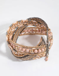 Beaded Crossover Cuff Bracelet - link has visual effect only