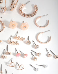 Rose Gold Flower and Pearl 16-Pack Earring - link has visual effect only