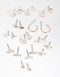 Mixed Metal 12-Pack Geometric Shapes Earring - link has visual effect only
