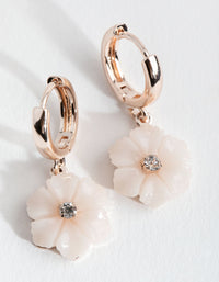 Rose Gold Resin Flower Huggie Earrings - link has visual effect only