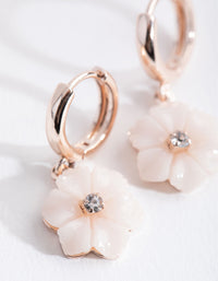 Rose Gold Resin Flower Huggie Earrings - link has visual effect only