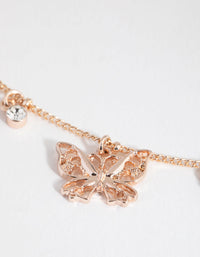 Rose Gold Butterfly Charm Choker Necklace - link has visual effect only