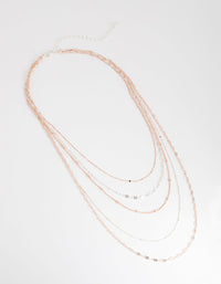 Mixed Metals Fine Delicate 5-Row Necklace - link has visual effect only