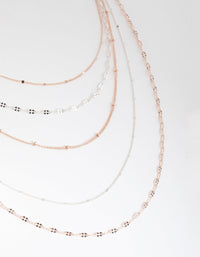 Mixed Metals Fine Delicate 5-Row Necklace - link has visual effect only