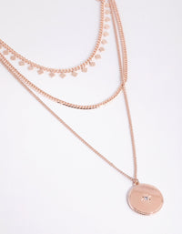 Rose Gold Star Disc Layered Necklace - link has visual effect only