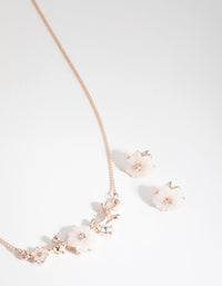 Rose Gold Acrylic Flower Earrings and Necklace Set - link has visual effect only