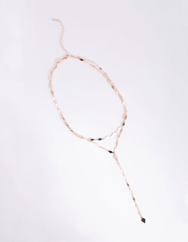 Rose Gold Diamond Chain Double Row Necklace