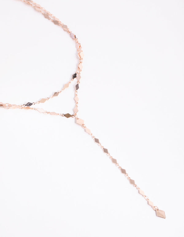 Rose Gold Diamond Chain Double Row Necklace