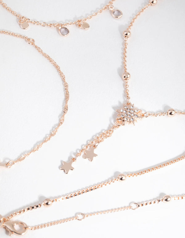 Rose Gold Celestial Drop 4-Pack Bracelets