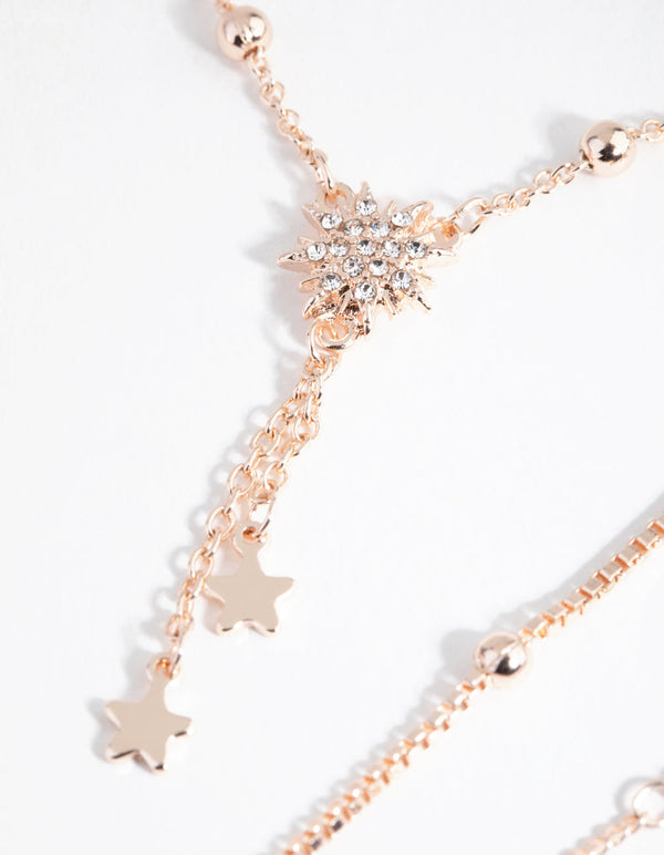 Rose Gold Celestial Drop 4-Pack Bracelets
