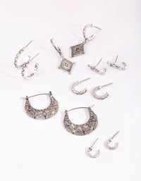 Antique Silver Vintage Snake Earring Pack - link has visual effect only