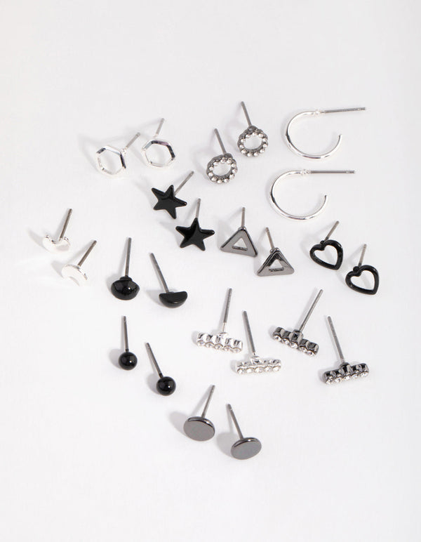 Mixed Metal 12-Pack Geometric Shapes Earring
