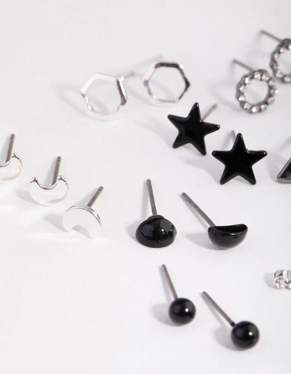 Mixed Metal 12-Pack Geometric Shapes Earring