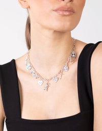 Silver Cupid Heart Charm Necklace - link has visual effect only