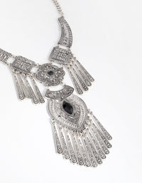Antique Silver Metal Tassel and Diamante Necklace - link has visual effect only