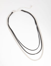 Mixed Metal Flat Snake Chain 3-Row Necklace - link has visual effect only