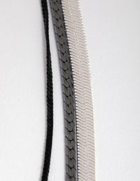 Mixed Metal Flat Snake Chain 3-Row Necklace - link has visual effect only
