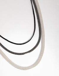 Mixed Metal Flat Snake Chain 3-Row Necklace - link has visual effect only