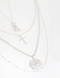 Silver Charm Cluster 4-Row Necklace - link has visual effect only