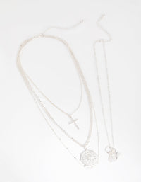 Silver Charm Cluster 4-Row Necklace - link has visual effect only
