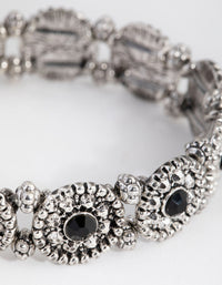 Antique Silver Etched Stone Stretch Bracelet - link has visual effect only