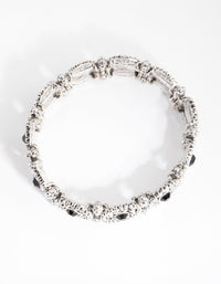 Antique Silver Etched Stone Stretch Bracelet - link has visual effect only