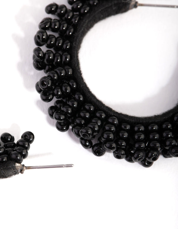 Matte Beaded Hoop Earrings