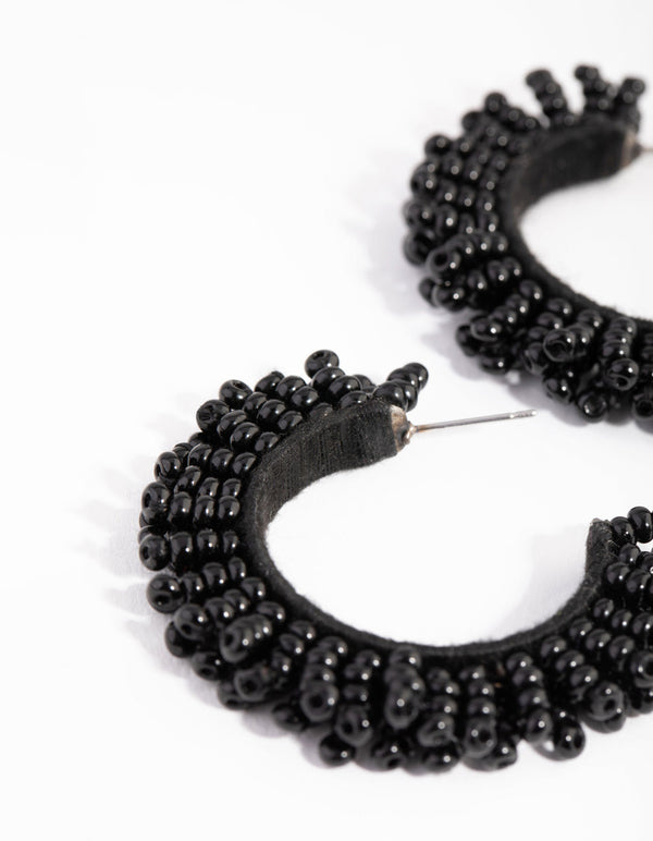Matte Beaded Hoop Earrings