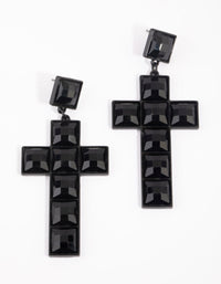 Matte Studded Cross Drop Earrings - link has visual effect only